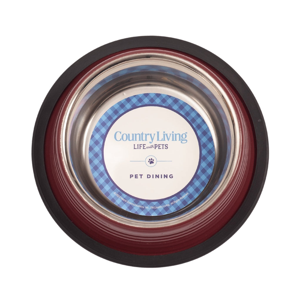 Ribbed Non-Slip Pet Bowls – Merlot Red (Set of 2)