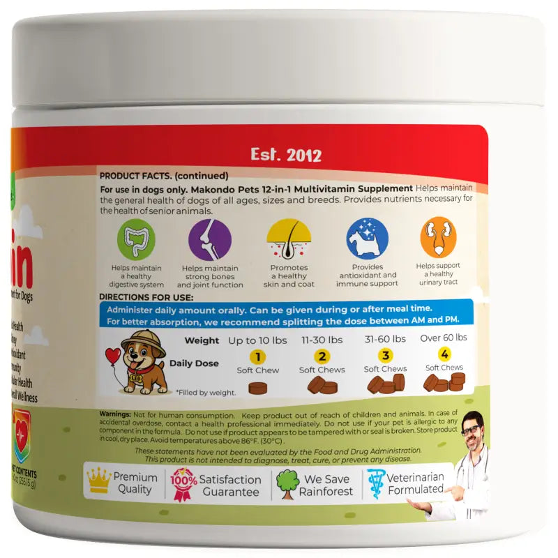 12-in-1 Dog Multivitamin – 120 Soft Chews