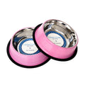 Ribbed Non-Slip Pet Bowls – Carnation Pink (Set of 2)
