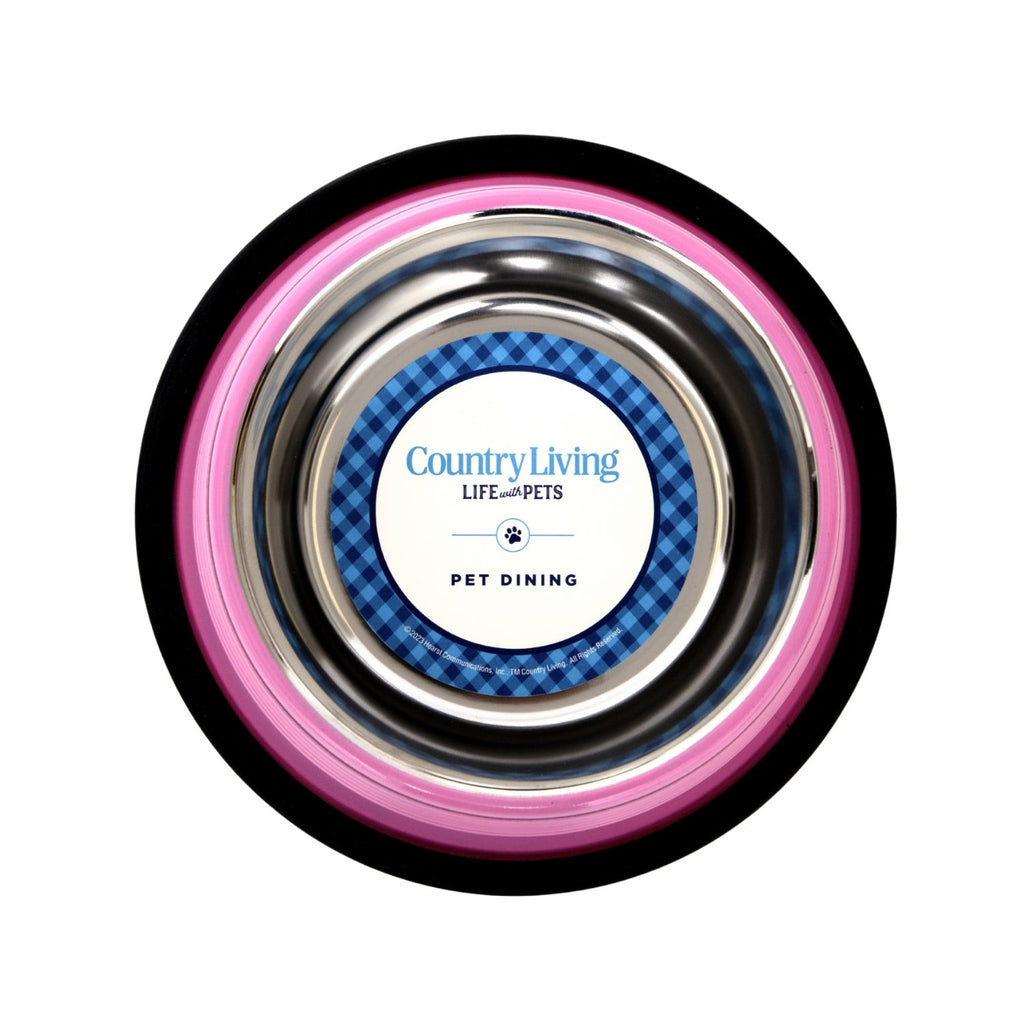 Ribbed Non-Slip Pet Bowls – Carnation Pink (Set of 2)