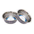 Hammered Stainless Steel Pet Bowls – Black Pearl (Set of 2)