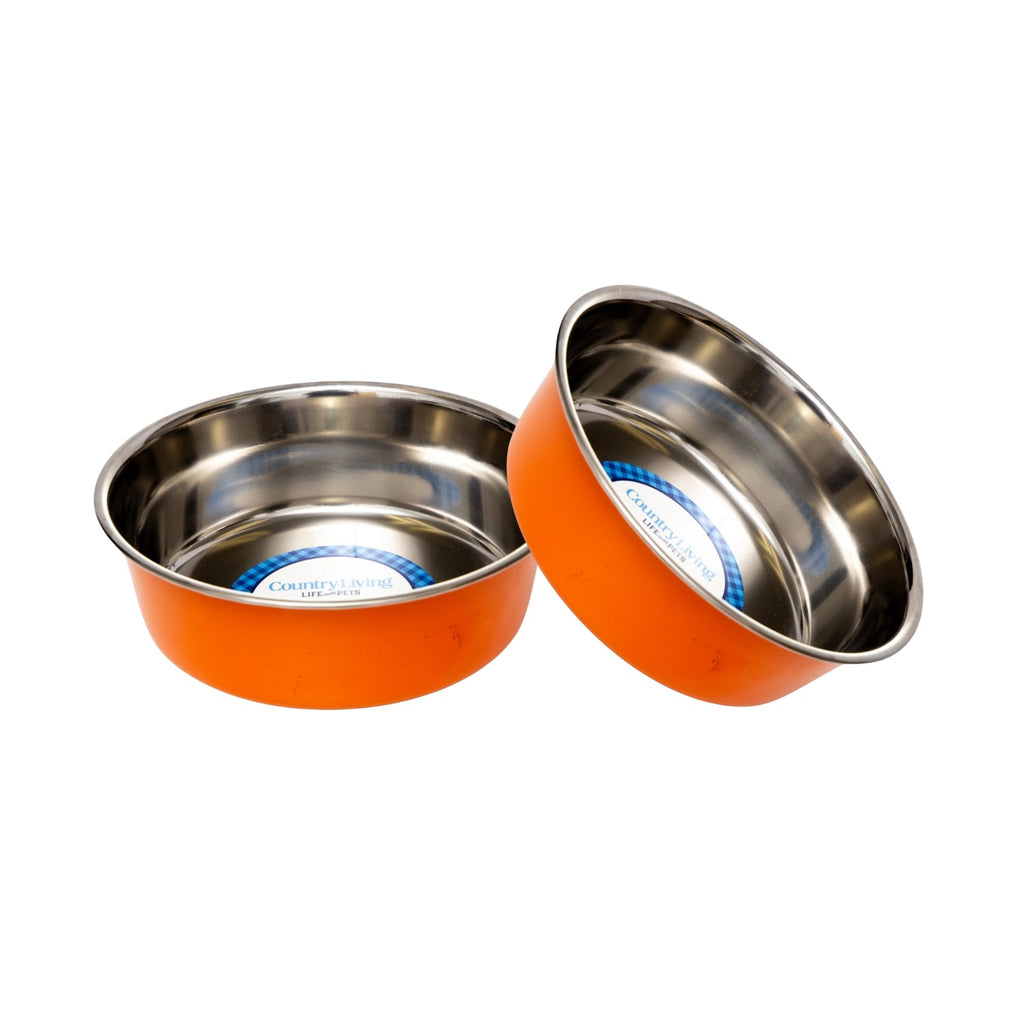 Heavy Gauge Stainless Steel Pet Bowls – Multiple Colors (Set of 2)