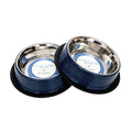 Ribbed Non-Slip Pet Bowls – Poseidon Blue (Set of 2)