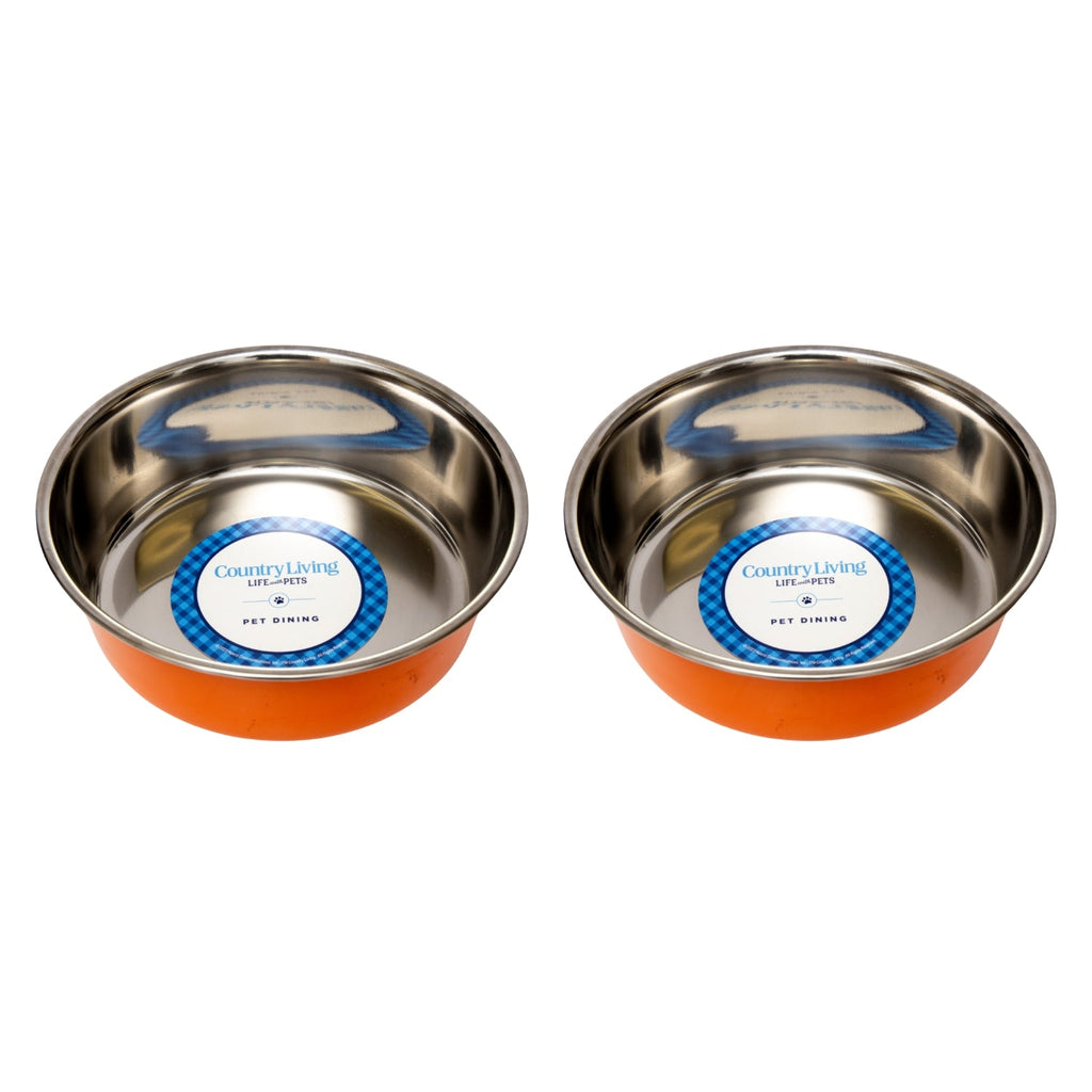 Heavy Gauge Stainless Steel Pet Bowls – Multiple Colors (Set of 2)