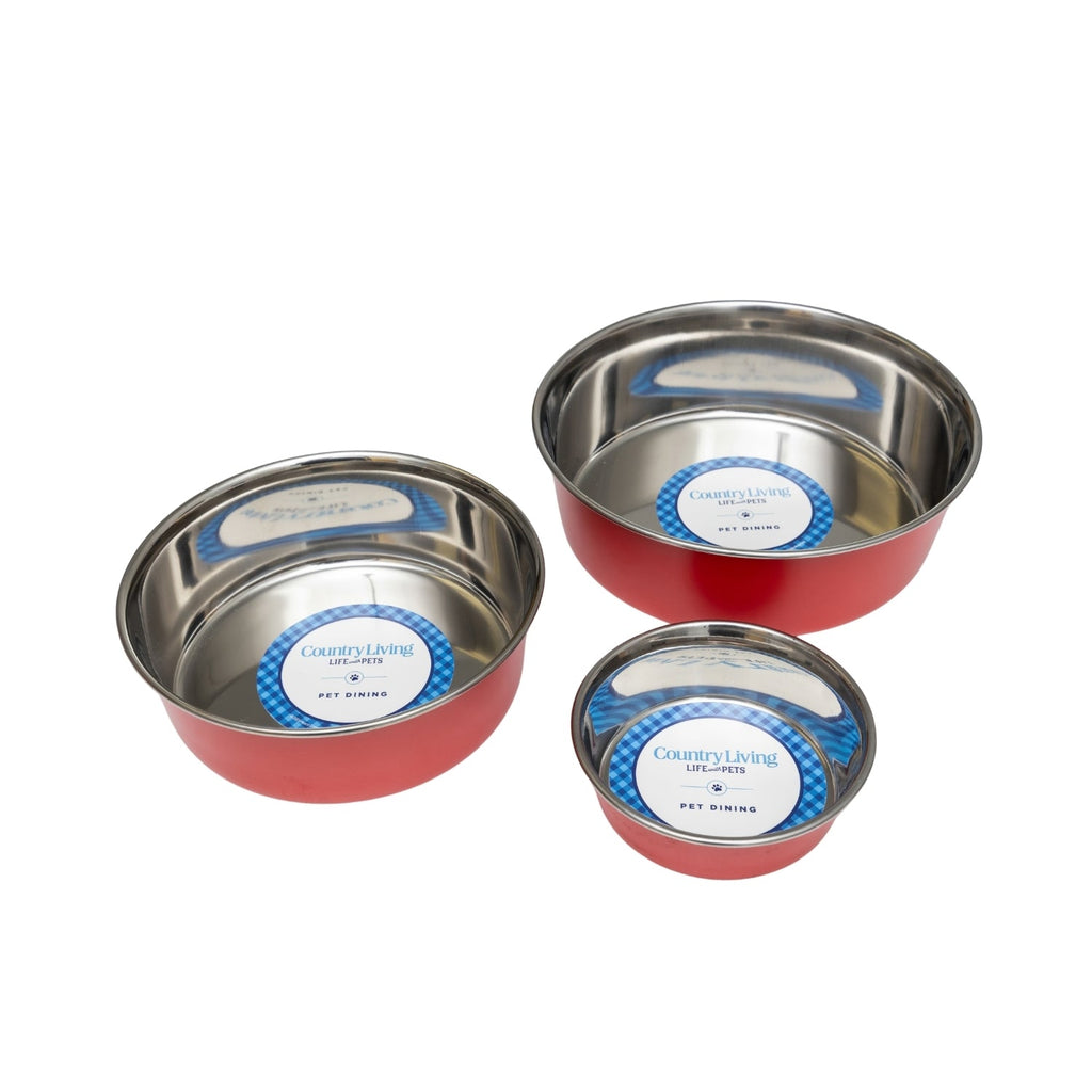 Heavy Gauge Stainless Steel Pet Bowls – Multiple Colors (Set of 2)