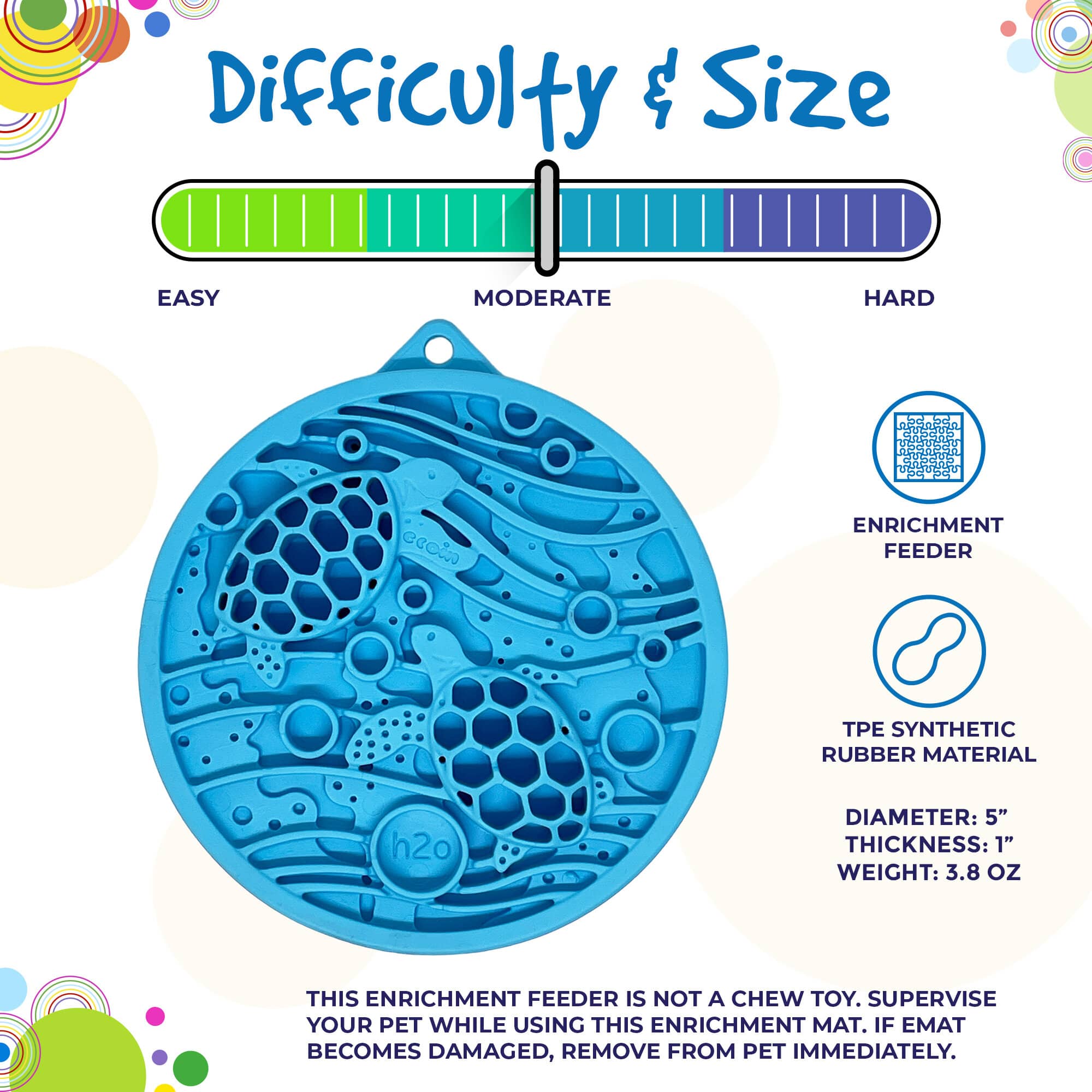 Sodapup Cat & Dog Turtle Emat-Mini Lick Mat with Suction Cups - Blue