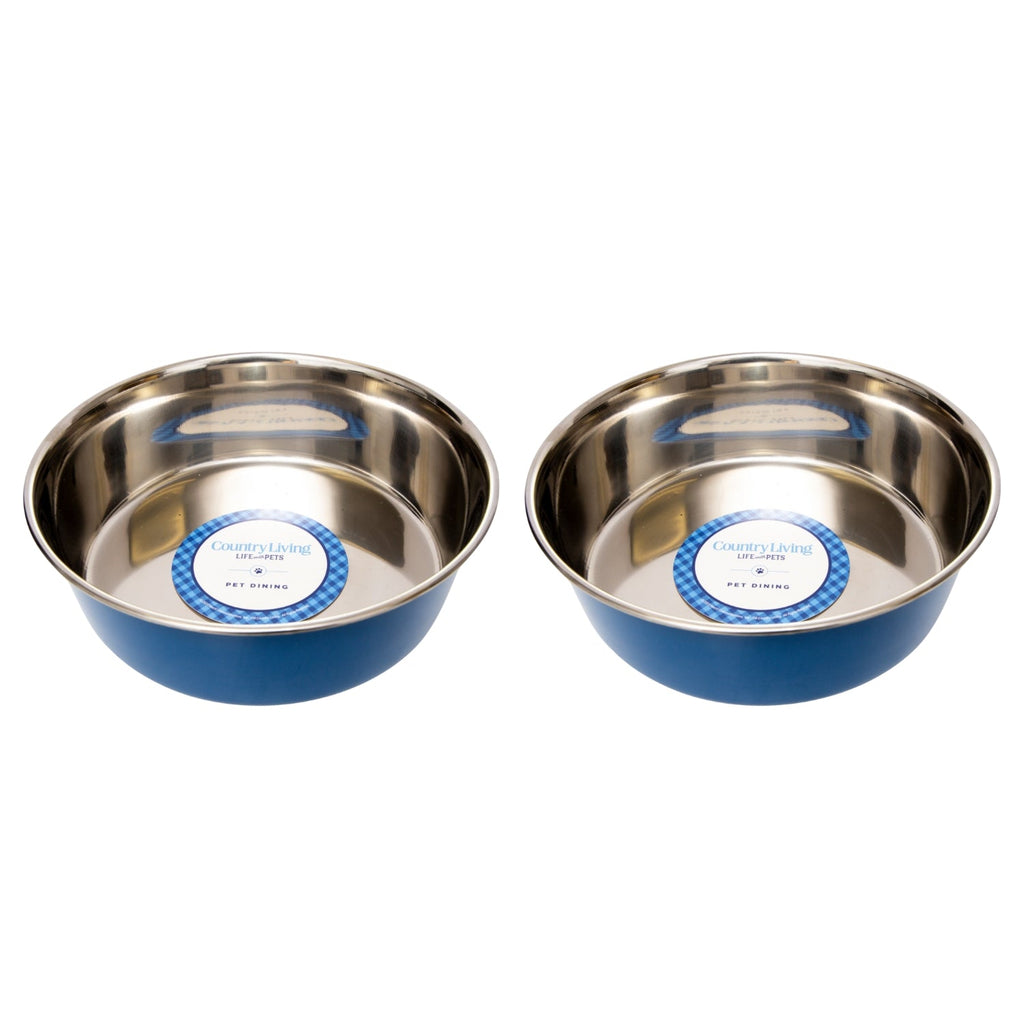 Heavy Gauge Stainless Steel Pet Bowls – Multiple Colors (Set of 2)