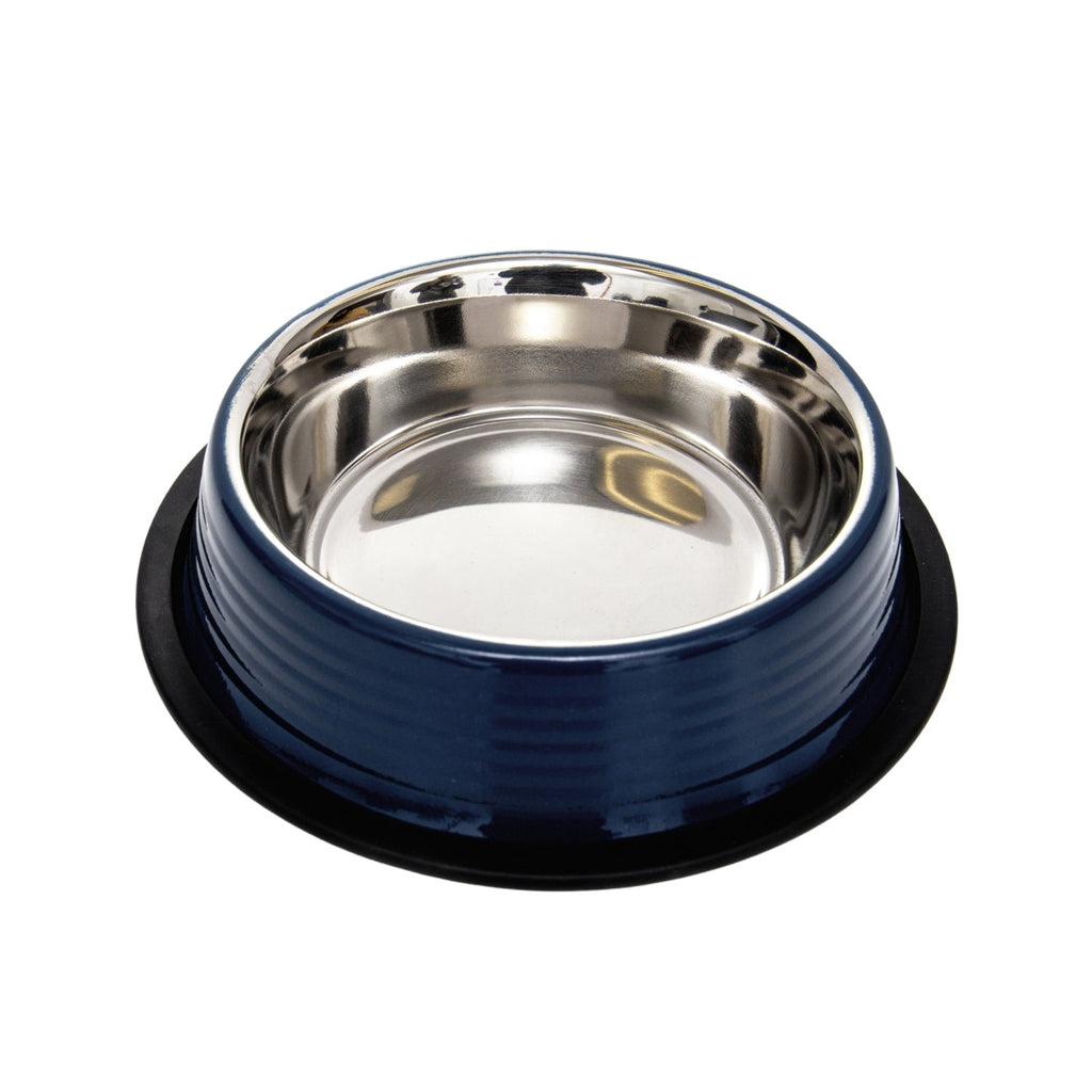 Ribbed Non-Slip Pet Bowls – Poseidon Blue (Set of 2)