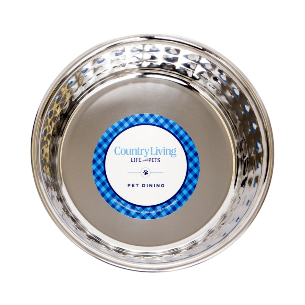 Hammered Stainless Steel Pet Bowls – Rose Quartz 64oz (Set of 2)