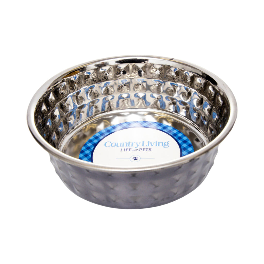 Hammered Stainless Steel Pet Bowls – Black Pearl (Set of 2)