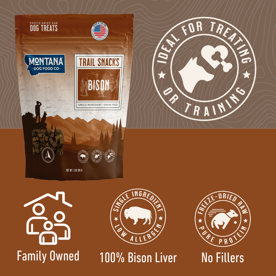 Montana Dog Food Co Freeze-Dried Raw Trail Snacks Dog Treats - Bison
