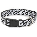 Plastic Clip Collar – Diagonal Handlebar Mustaches White and Black