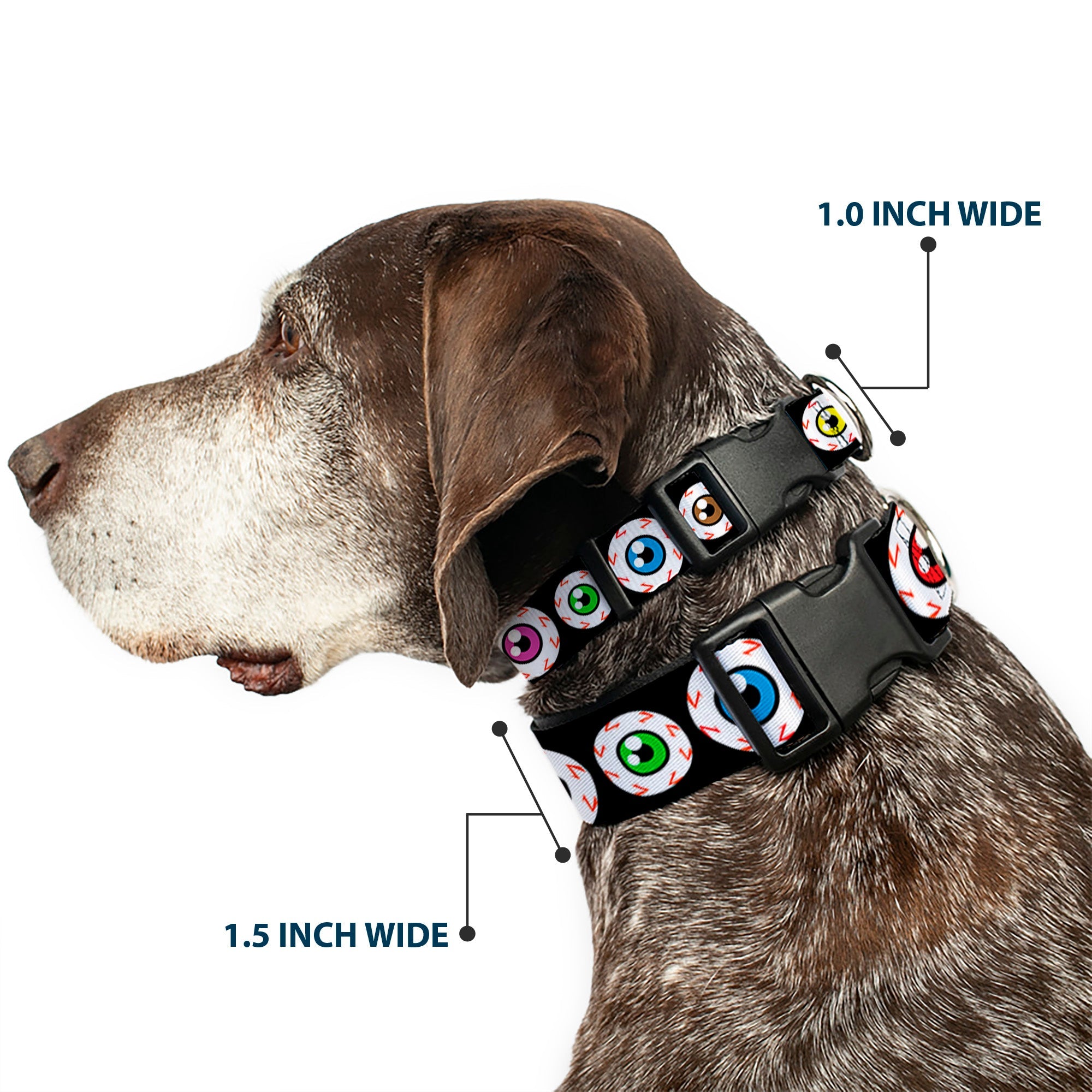 Plastic Clip Collar – Eyeballs Black and Multi Color