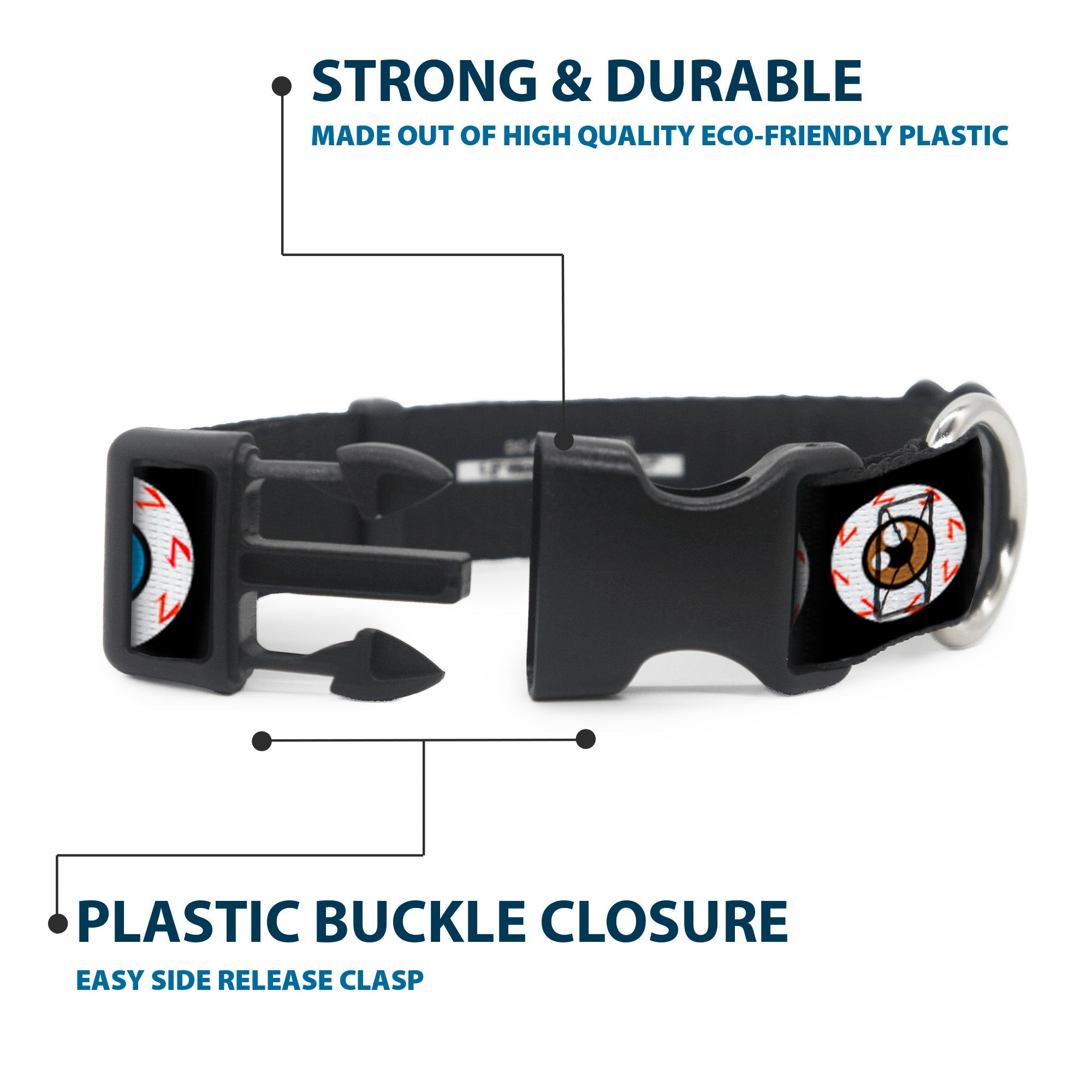 Plastic Clip Collar – Eyeballs Black and Multi Color