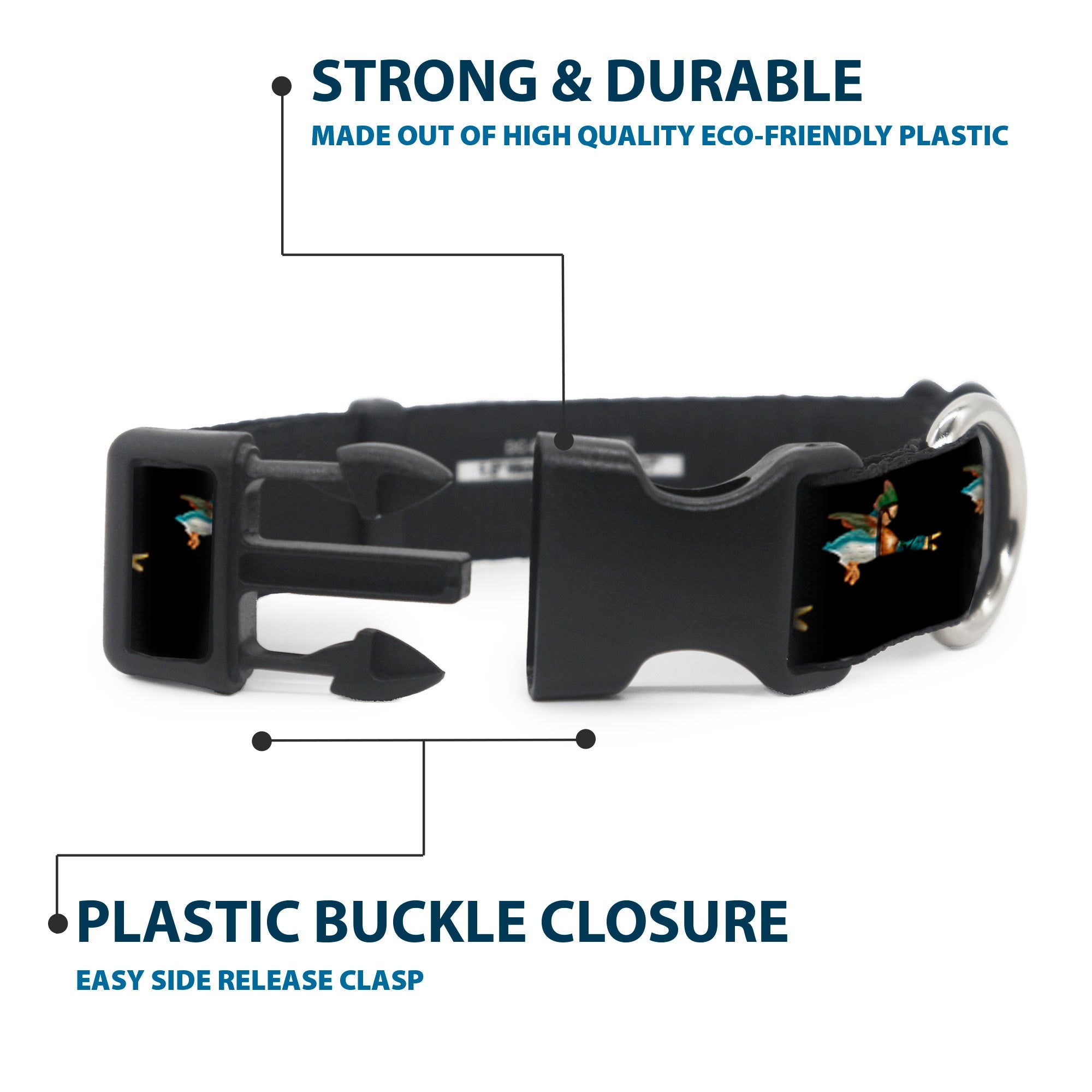 Plastic Clip Collar – Flying Mallards Black