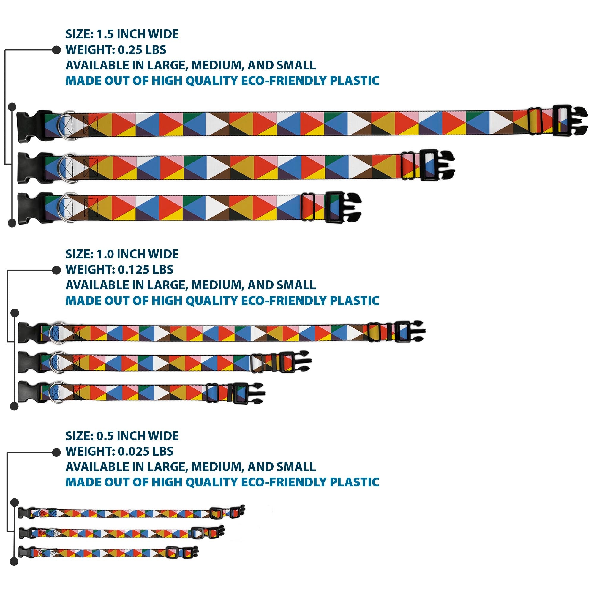 Plastic Clip Collar – Geometric Triangle Blocks Multi Color
