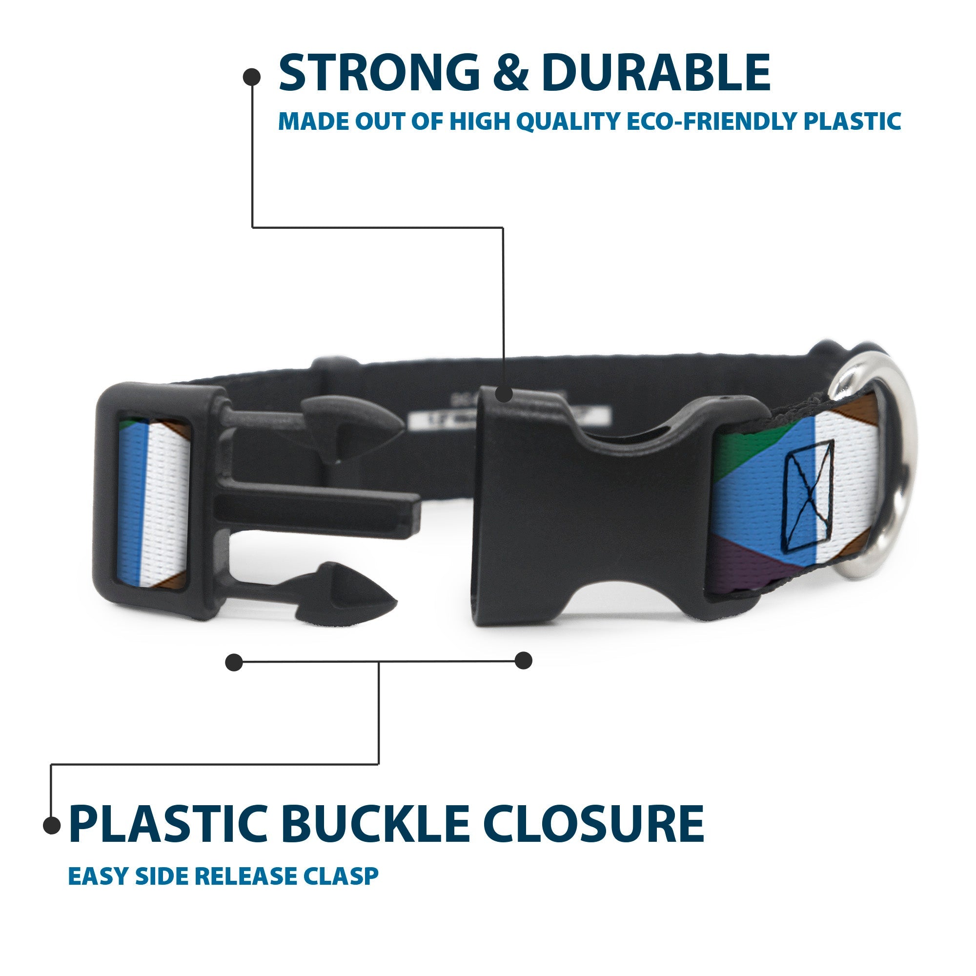 Plastic Clip Collar – Geometric Triangle Blocks Multi Color