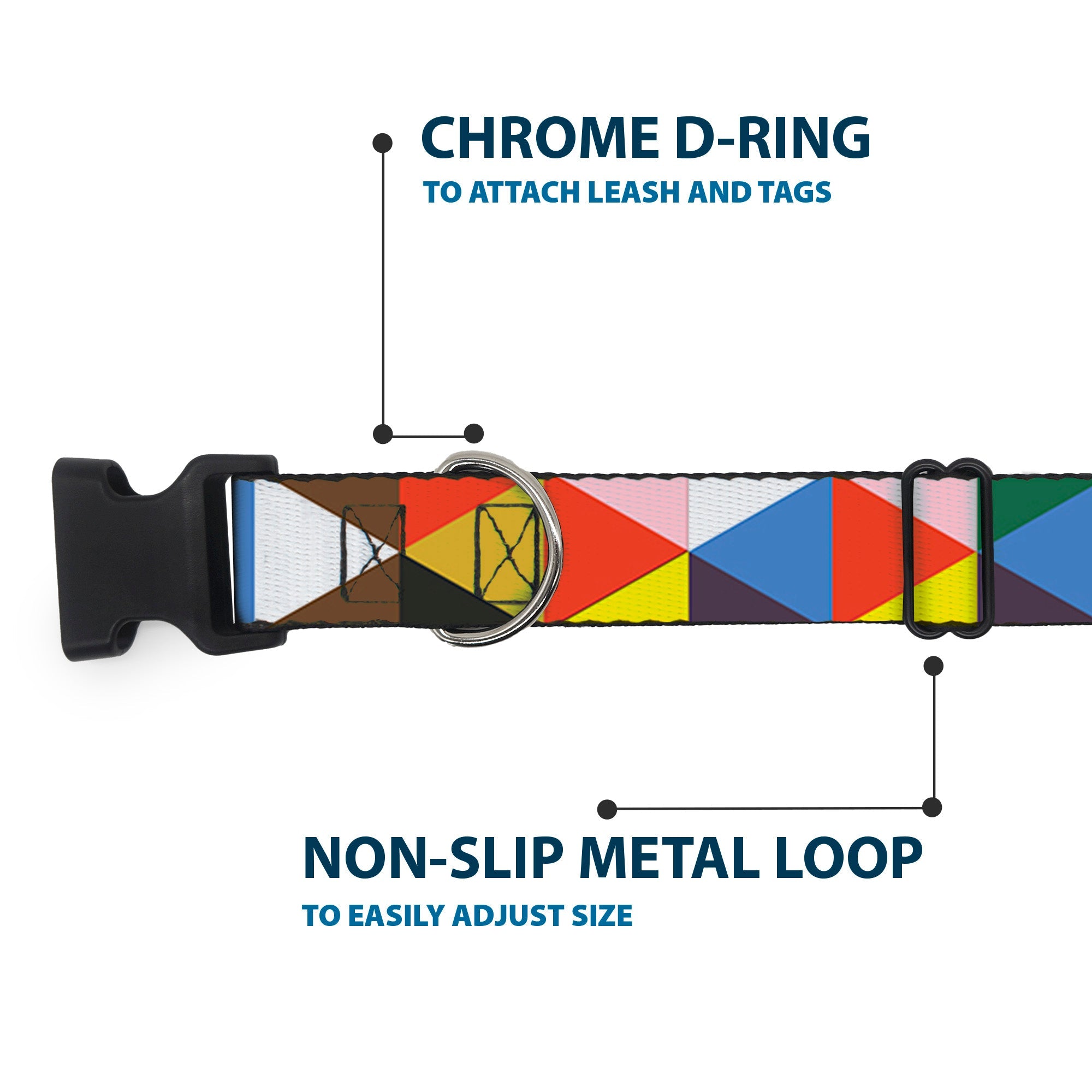 Plastic Clip Collar – Geometric Triangle Blocks Multi Color
