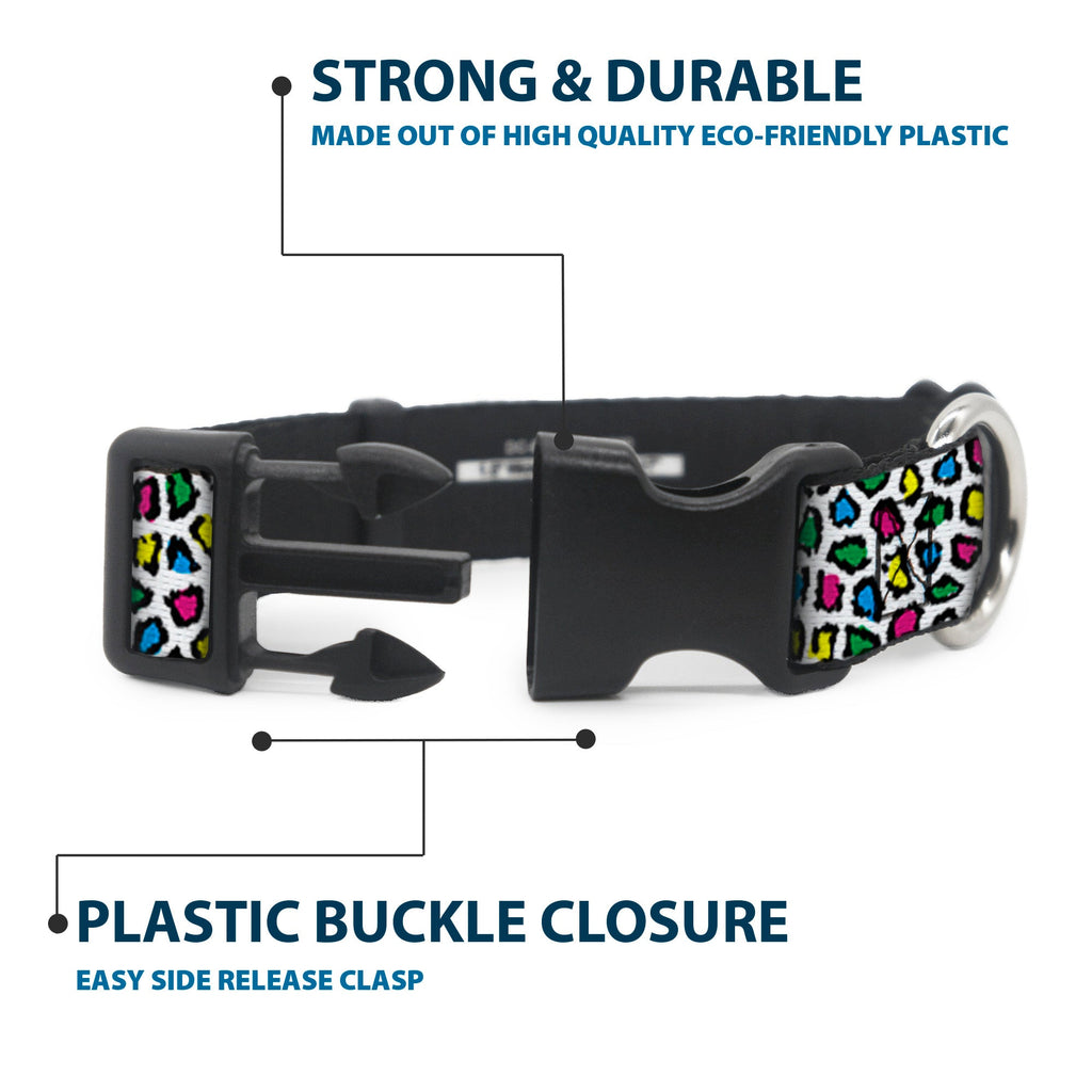 Plastic Clip Collar – Leopard White and Multi Color