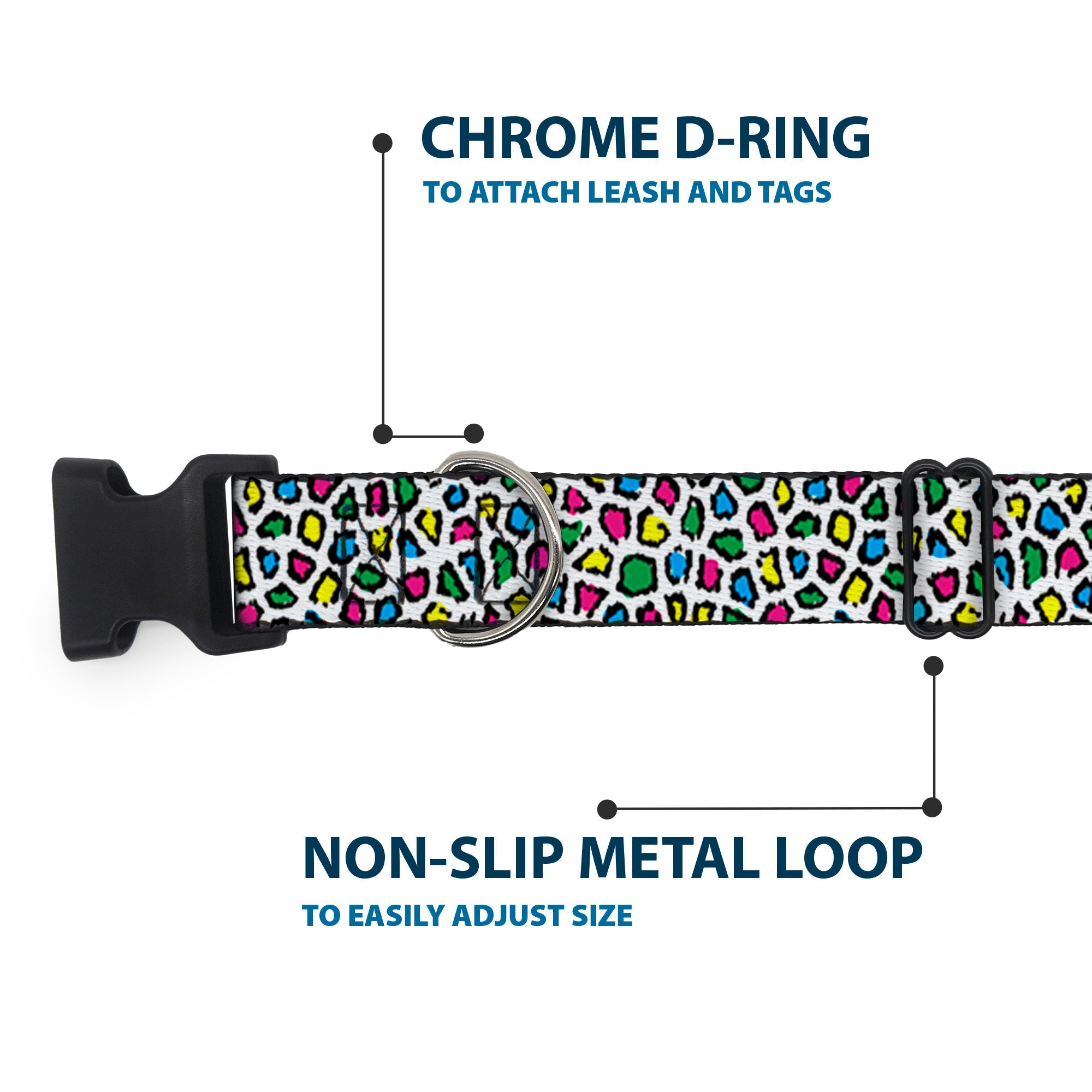 Plastic Clip Collar – Leopard White and Multi Color
