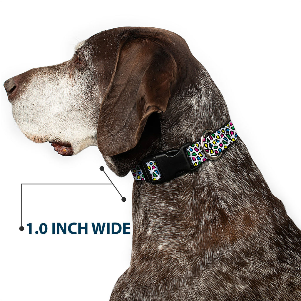 Plastic Clip Collar – Leopard White and Multi Color