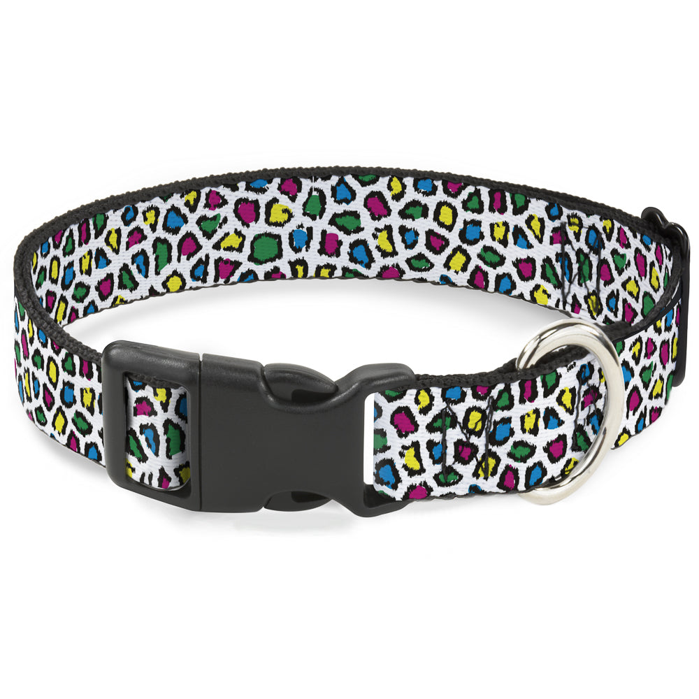 Plastic Clip Collar – Leopard White and Multi Color