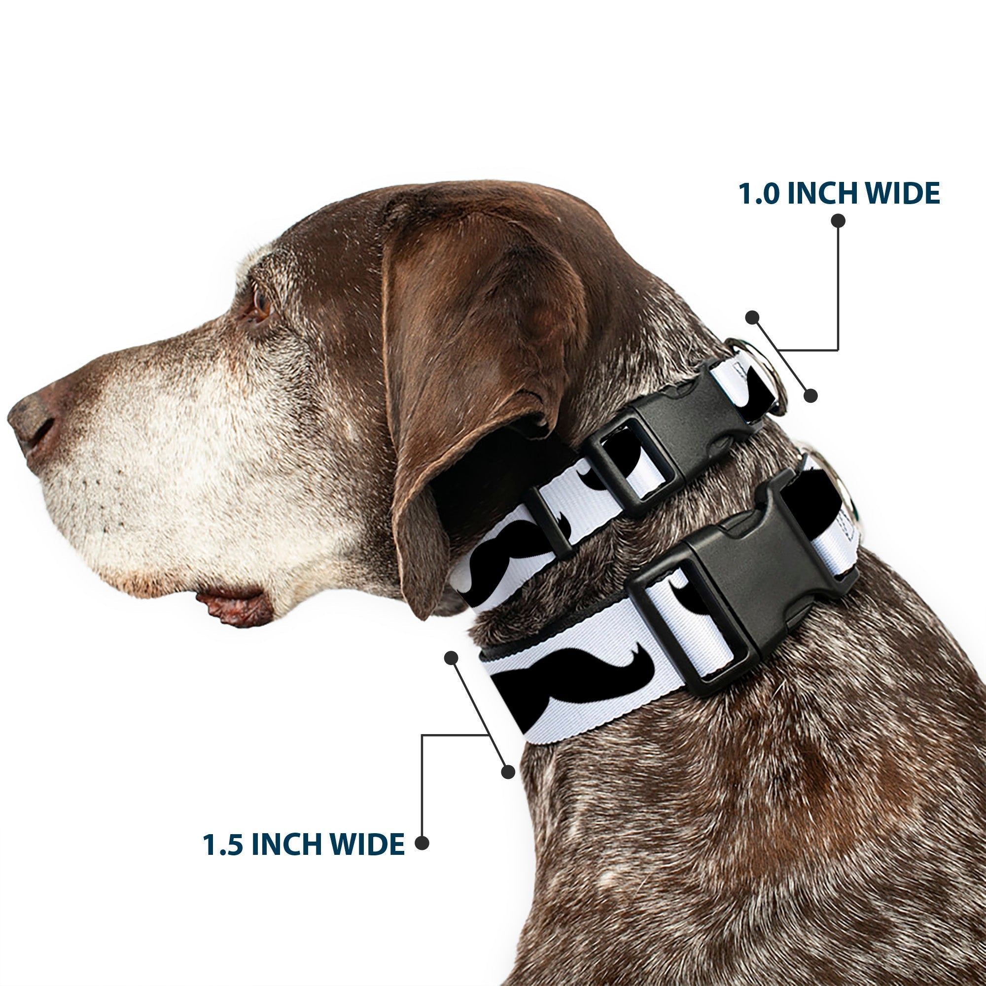 Plastic Clip Collar – Mustaches White and Black