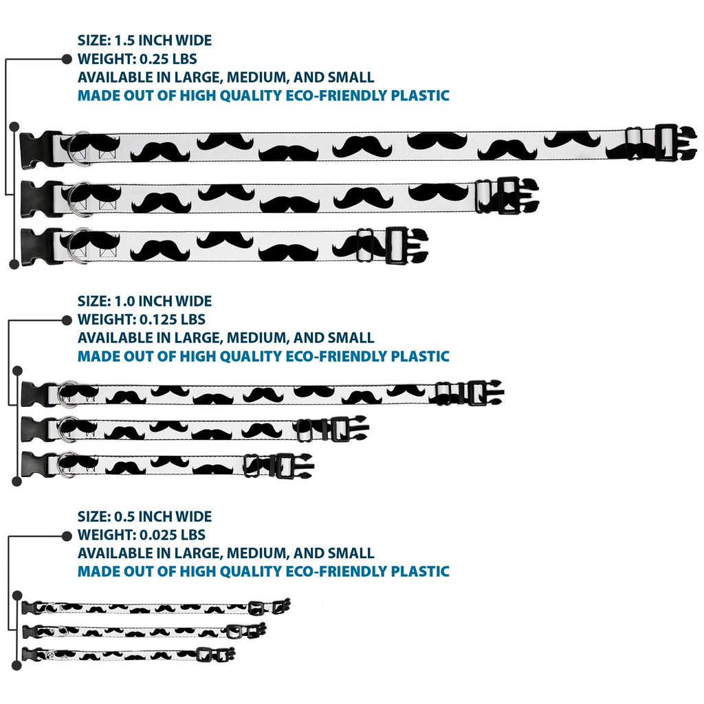 Plastic Clip Collar – Mustaches White and Black