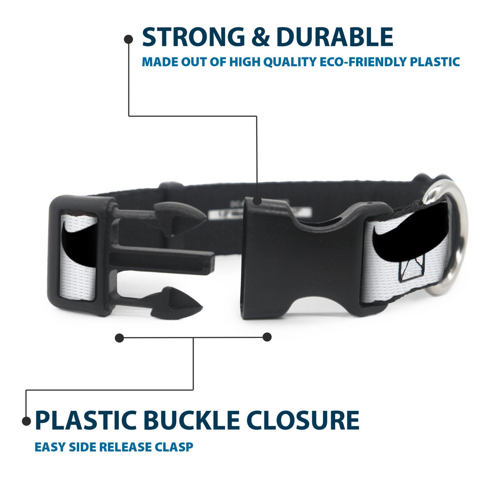 Plastic Clip Collar – Mustaches White and Black