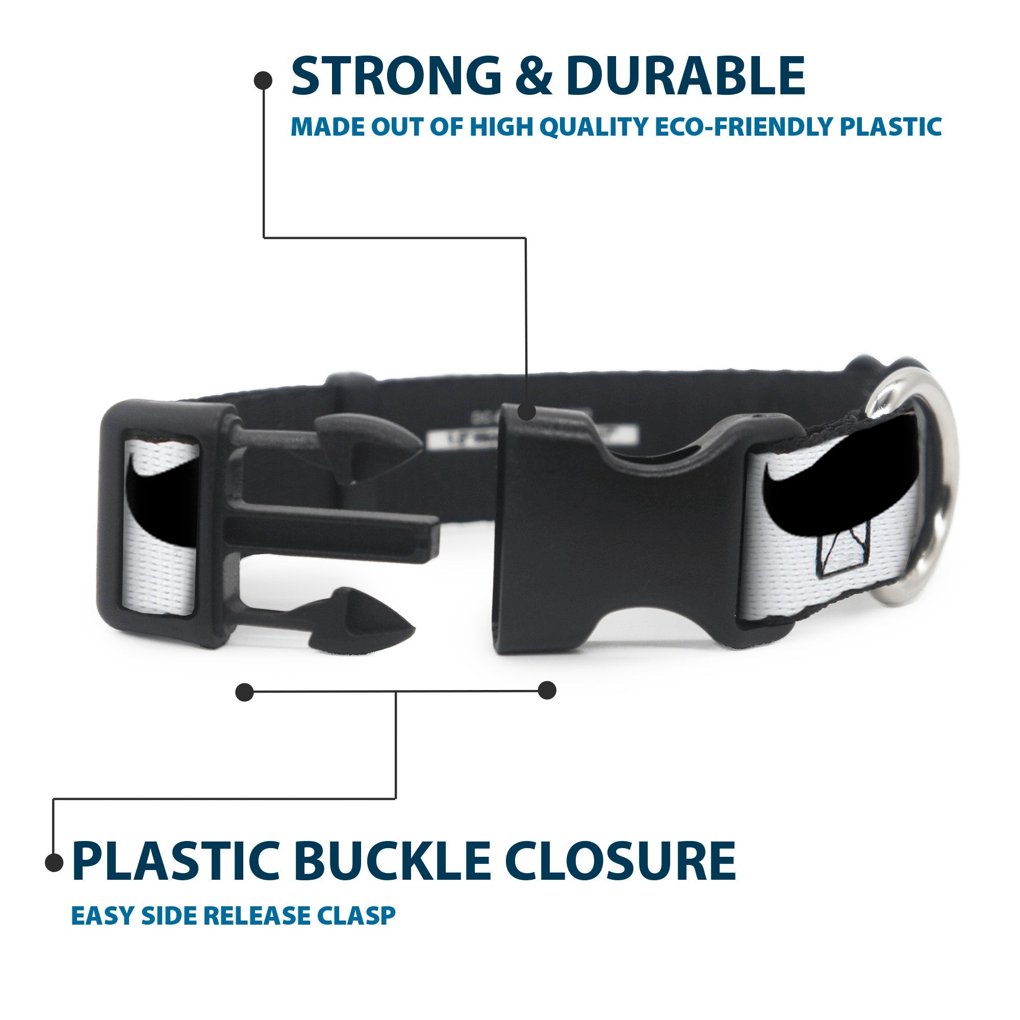 Plastic Clip Collar – Mustaches White and Black
