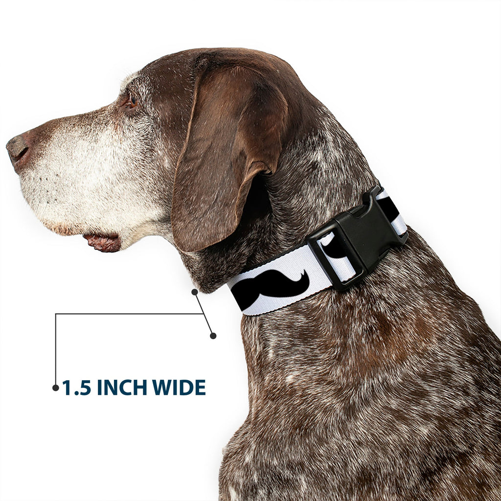 Plastic Clip Collar – Mustaches White and Black