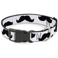 Plastic Clip Collar – Mustaches White and Black