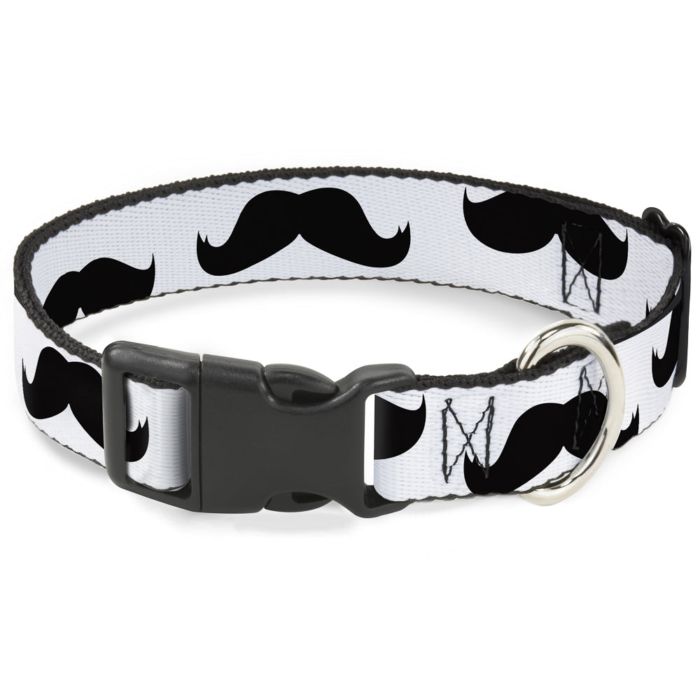 Plastic Clip Collar – Mustaches White and Black
