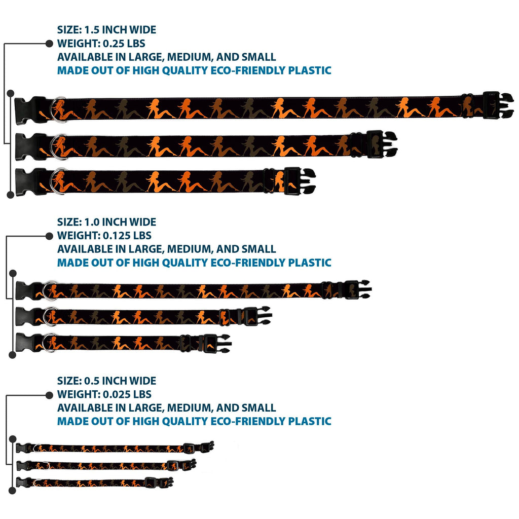 Plastic Clip Collar – Mud Flap Girl Repeat Black and Orange Fade