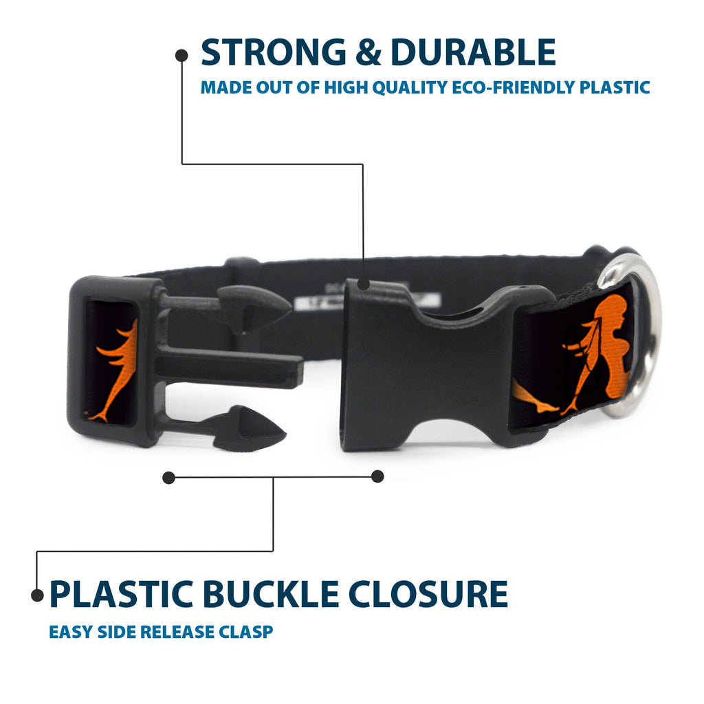 Plastic Clip Collar – Mud Flap Girl Repeat Black and Orange Fade