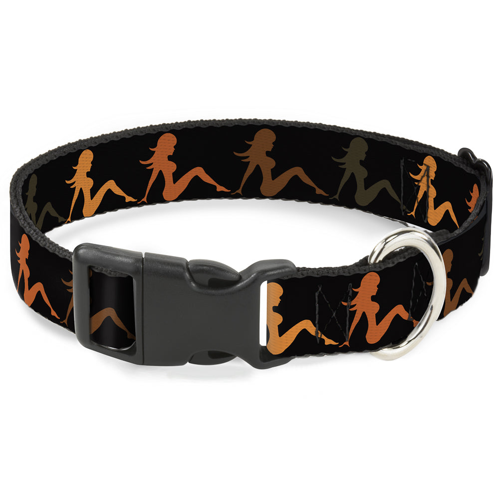 Plastic Clip Collar – Mud Flap Girl Repeat Black and Orange Fade