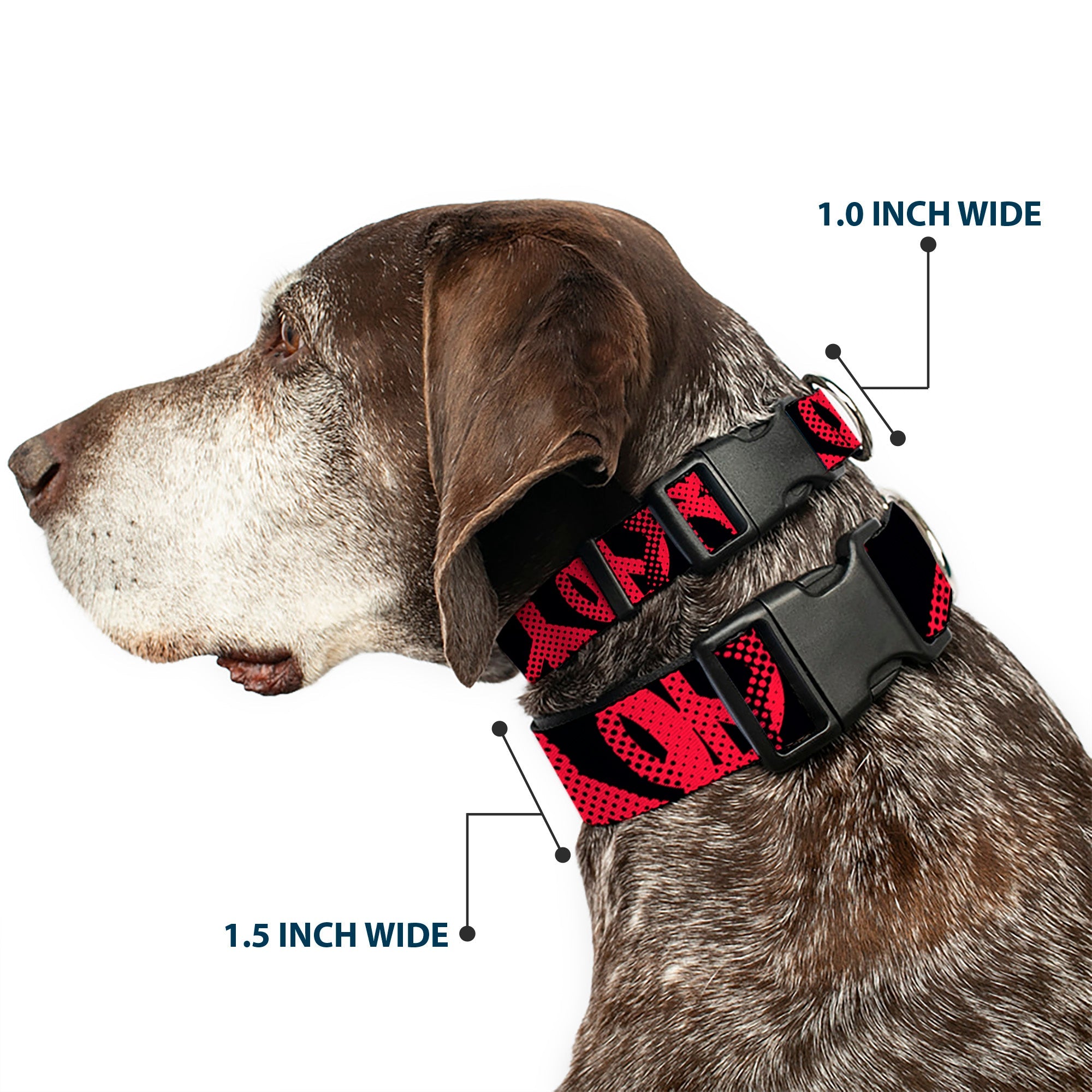 Plastic Clip Collar – Peace Dots Black and Fuchsia
