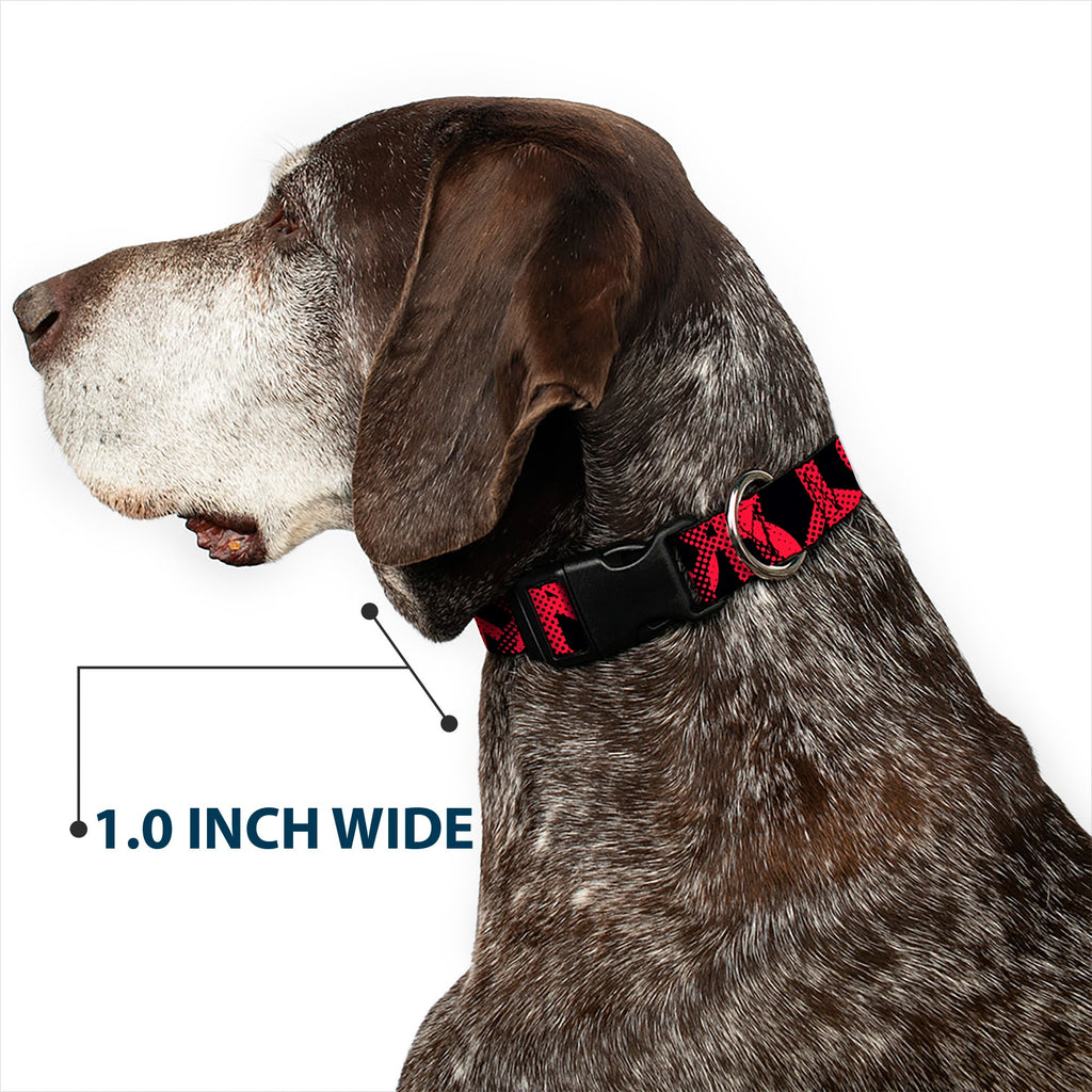 Plastic Clip Collar – Peace Dots Black and Fuchsia