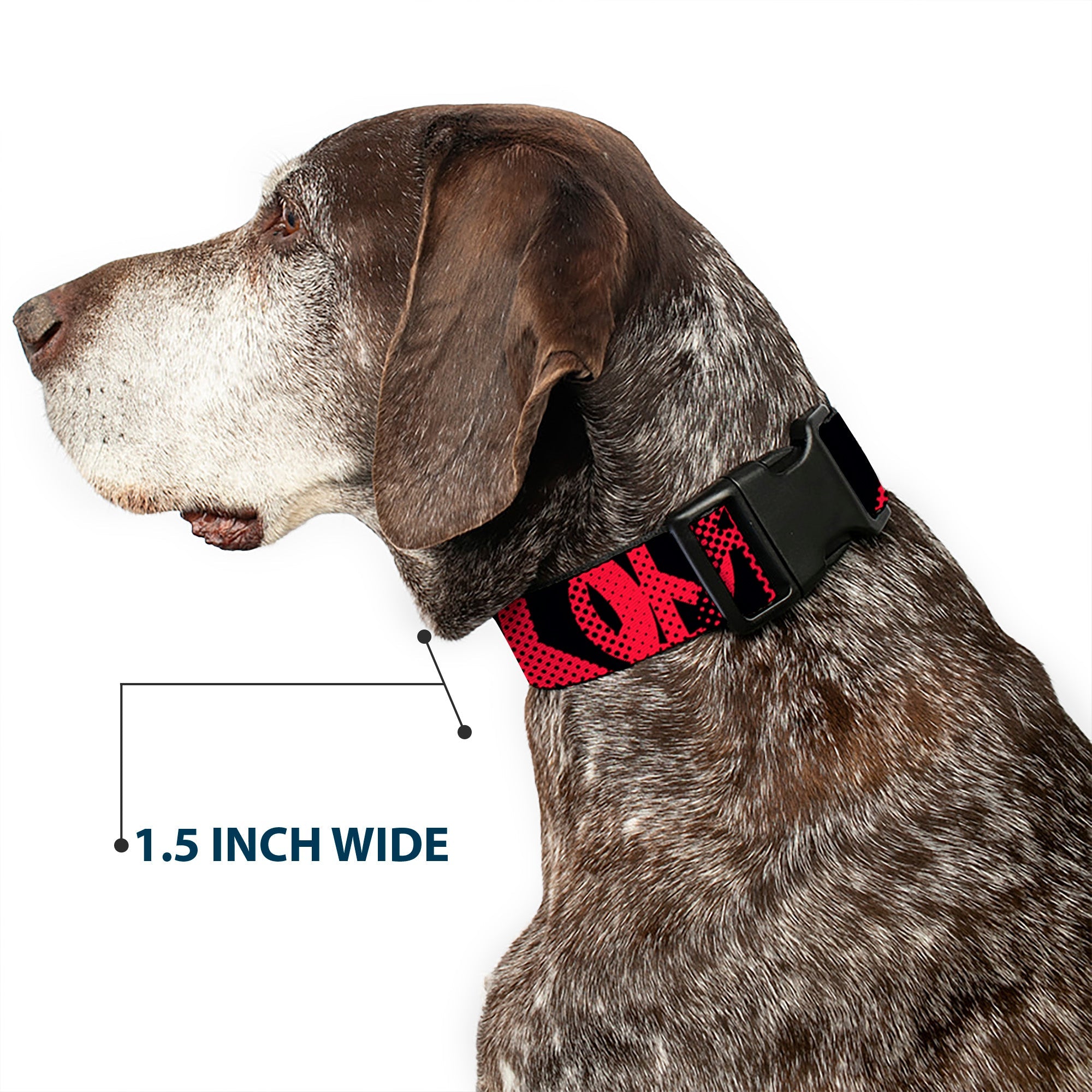 Plastic Clip Collar – Peace Dots Black and Fuchsia