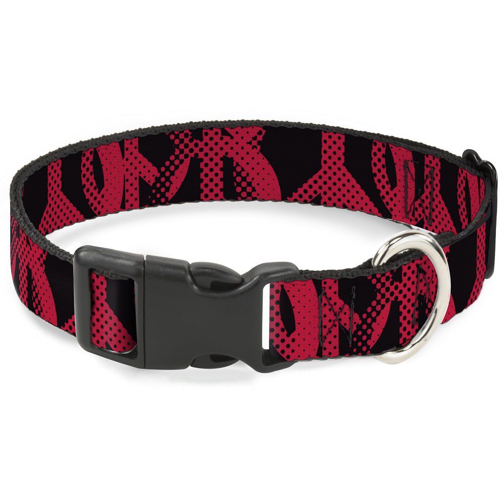 Plastic Clip Collar – Peace Dots Black and Fuchsia