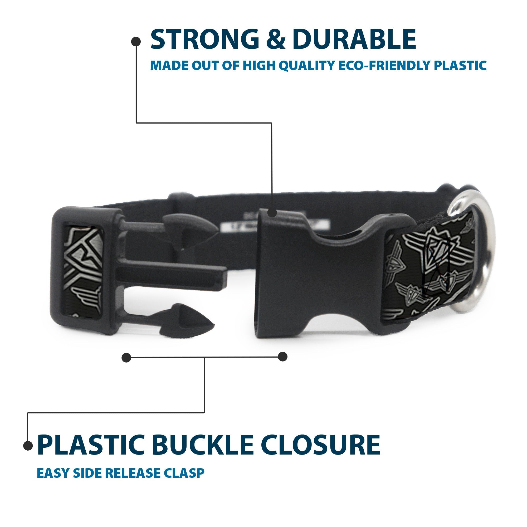 Plastic Clip Collar – BD Logo Scattered Black and Gray