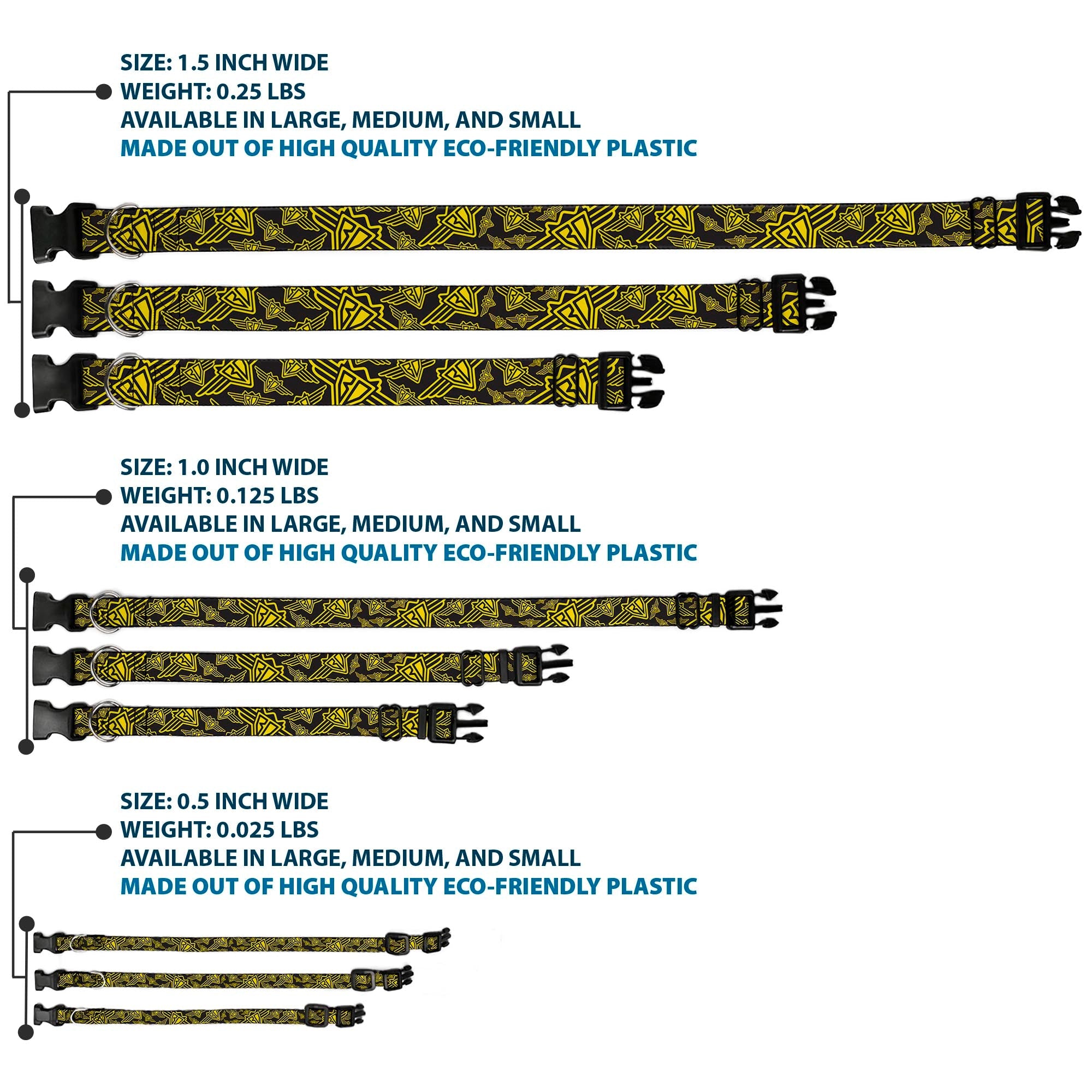 Plastic Clip Collar – BD Logo Scattered Black and Yellow