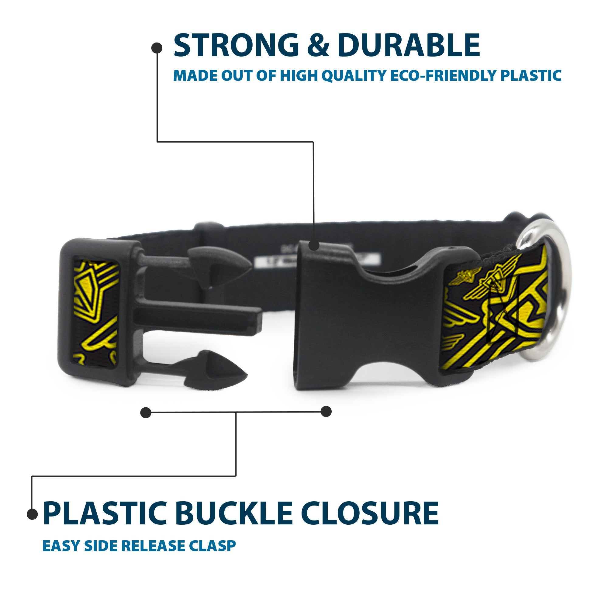 Plastic Clip Collar – BD Logo Scattered Black and Yellow
