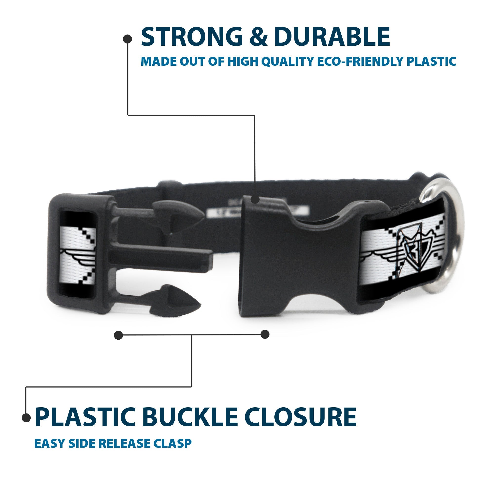 Plastic Clip Collar – BD Monogram White and Black