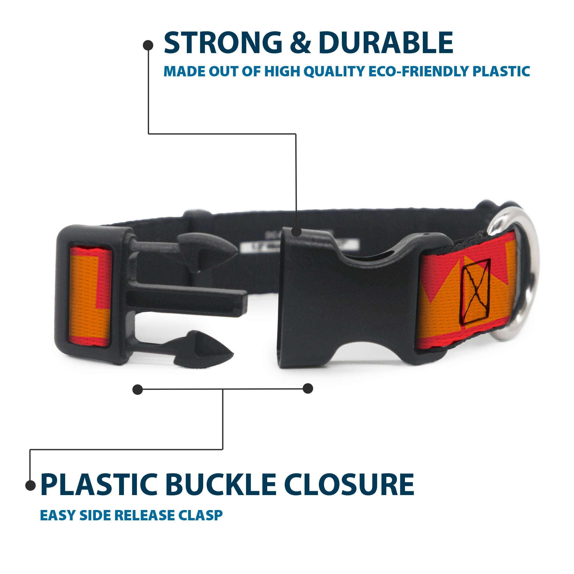 Plastic Clip Collar – Buckle-Down Shapes Red and Orange