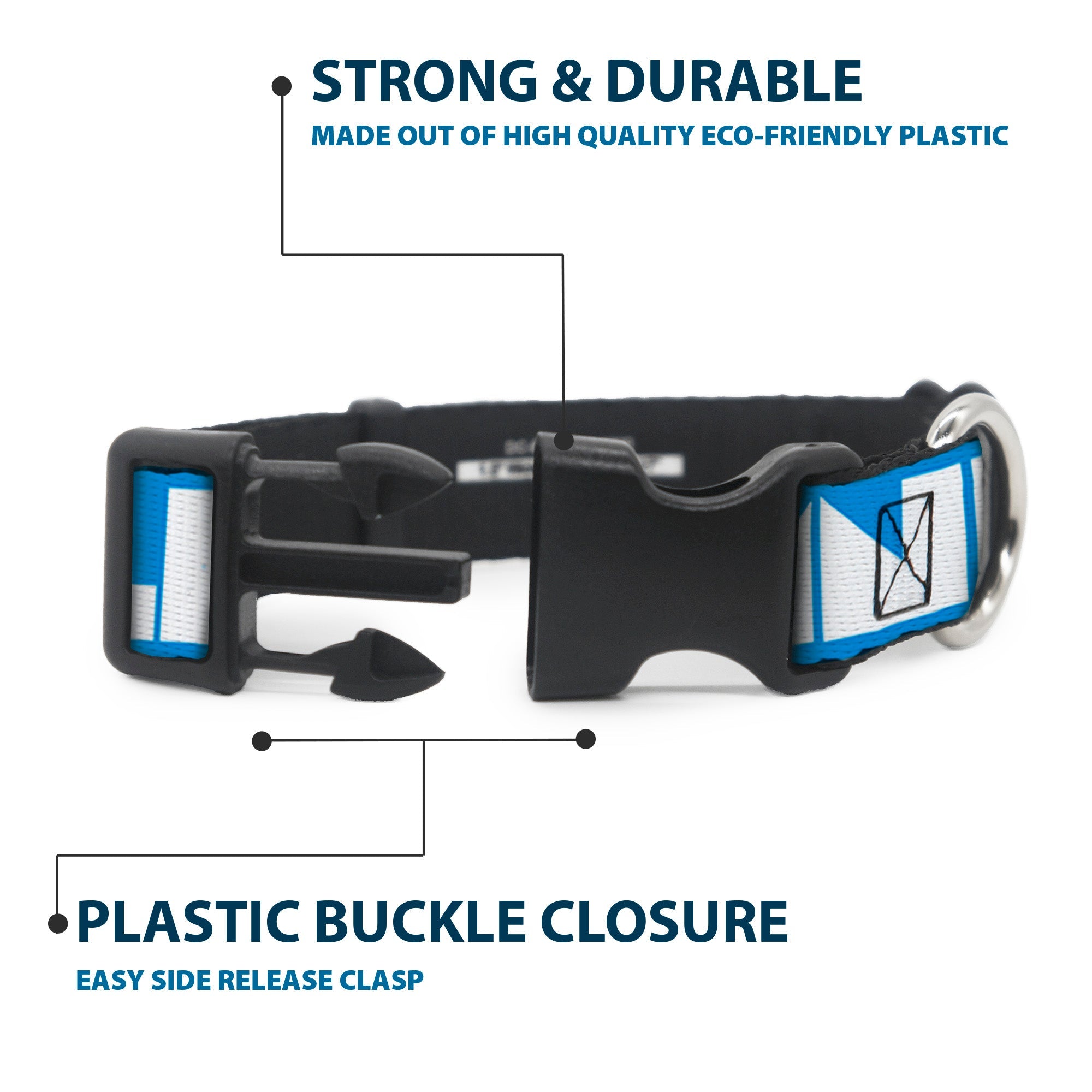 Plastic Clip Collar – Buckle-Down Shapes Turquoise and White