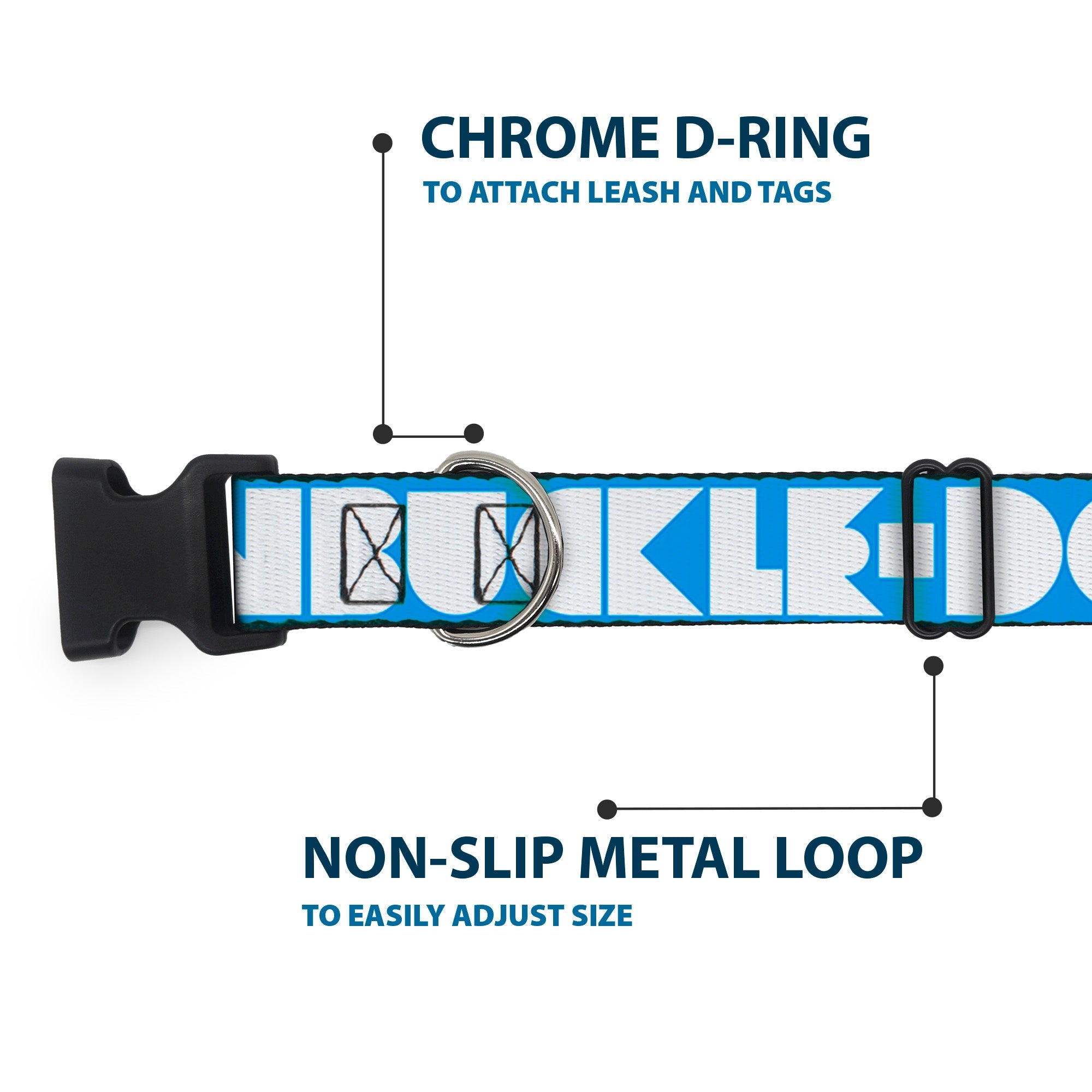 Plastic Clip Collar – Buckle-Down Shapes Turquoise and White