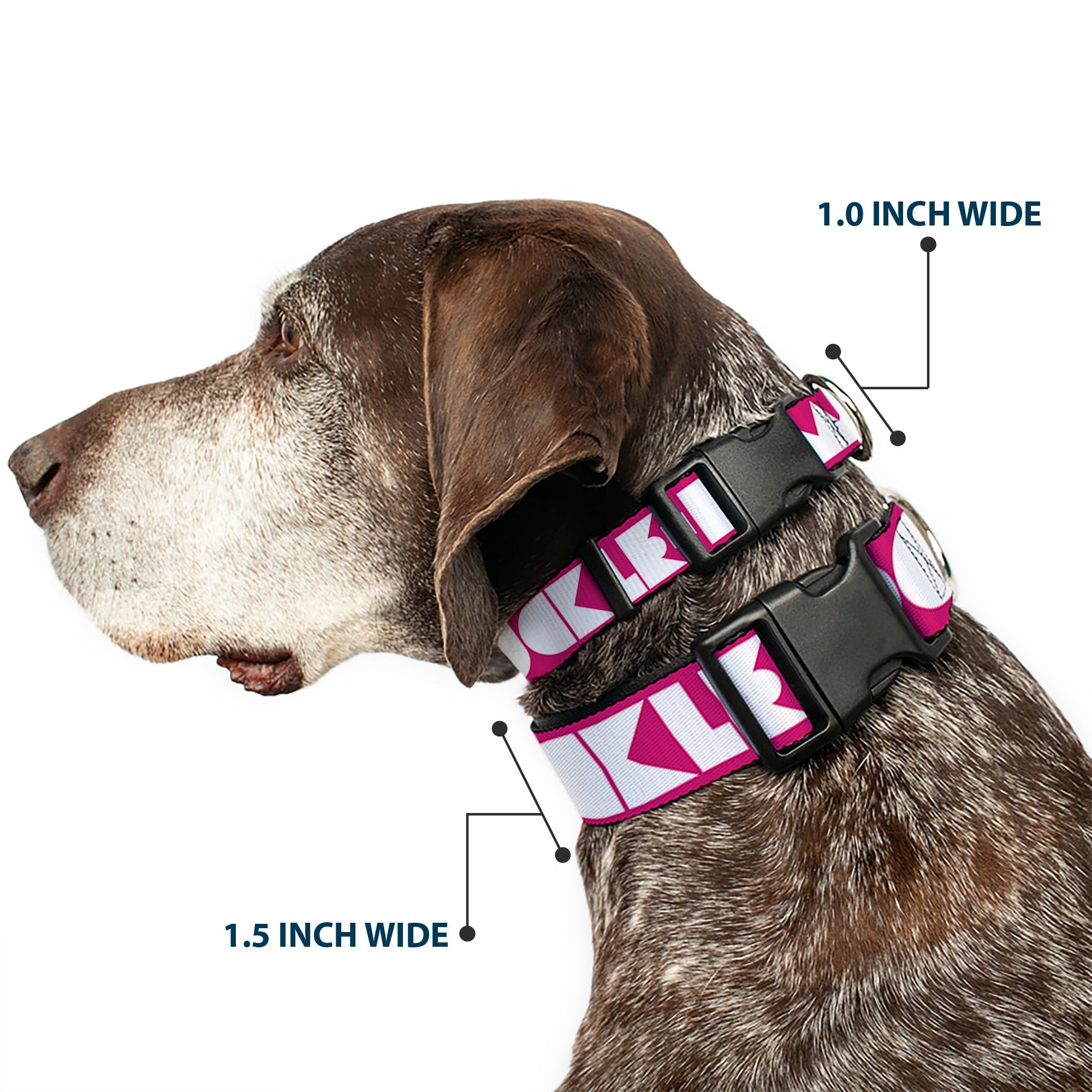 Plastic Clip Collar – Buckle-Down Shapes Hot Pink and White