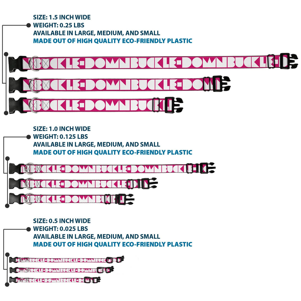 Plastic Clip Collar – Buckle-Down Shapes Hot Pink and White