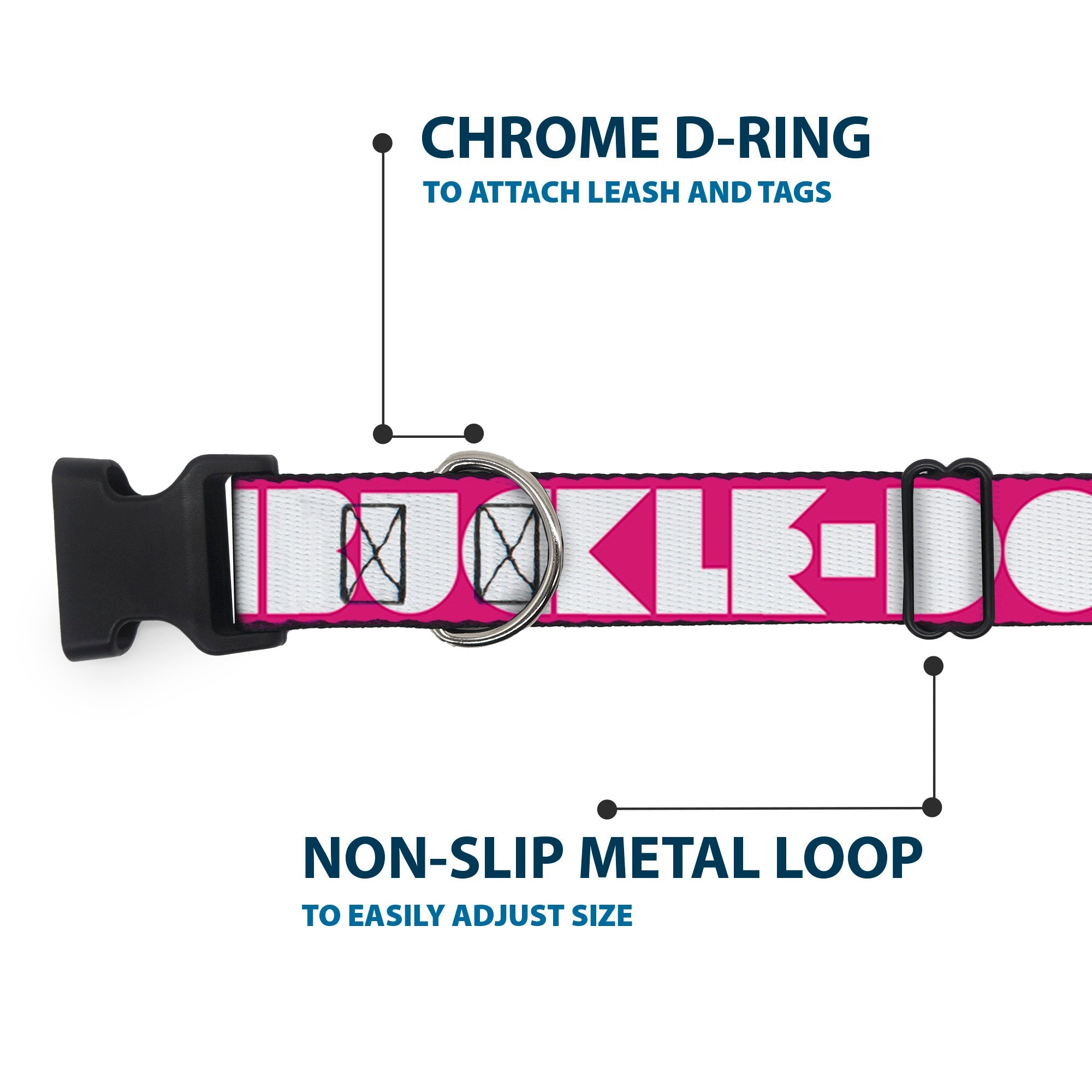 Plastic Clip Collar – Buckle-Down Shapes Hot Pink and White